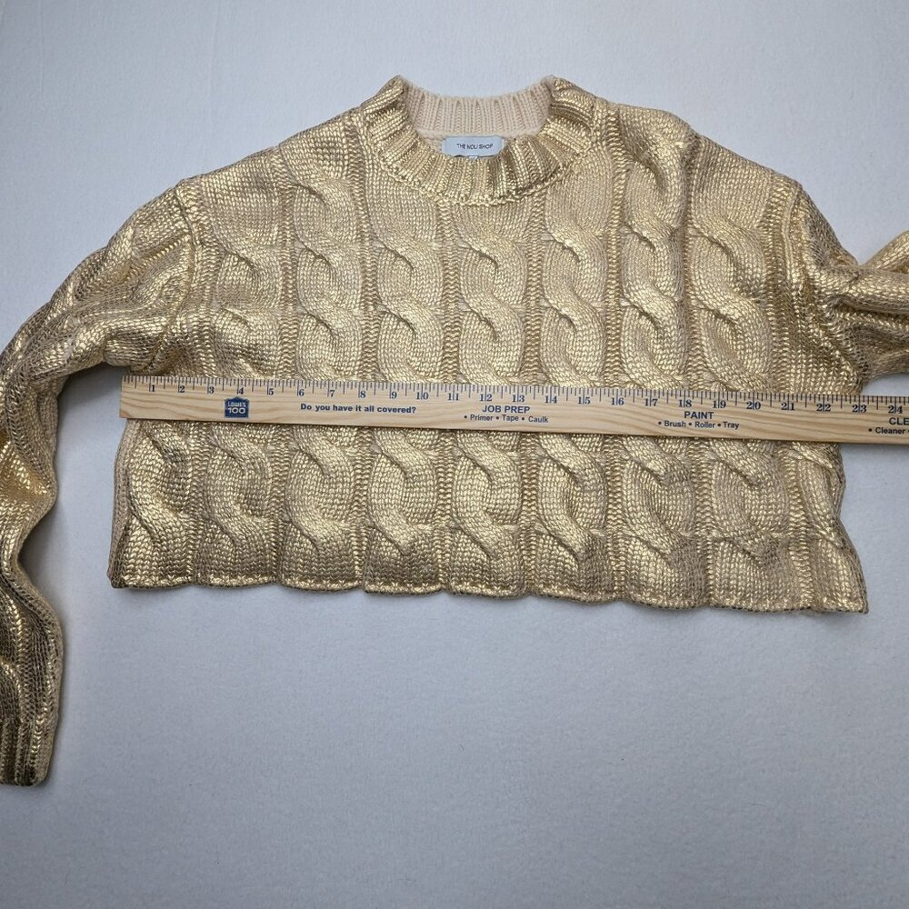 The Nolishop Cropped Cable knit Chunky Women's Sweater - Metalic Gold Size XS - Picture 8 of 10